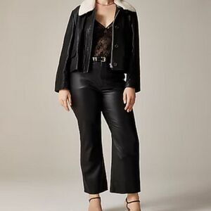 J. Crew Black Faux leather wide leg pants Plus Size 35 NWT